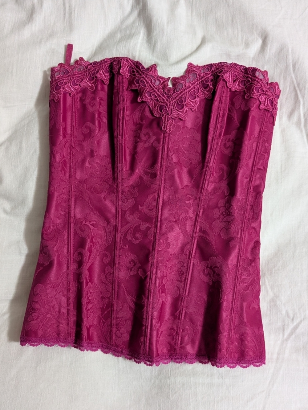 Frederick's of Hollywood Hot Pink Lace-Up Bustier Size 32